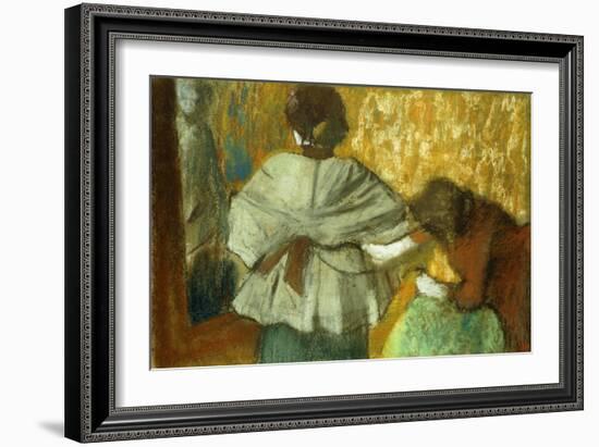 At the Couturiere, the Fitting-Edgar Degas-Framed Giclee Print