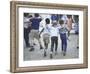 At the Desegregated Lusher School Three Boys Display Camaraderie Walking Through Playground-Bill Eppridge-Framed Photographic Print