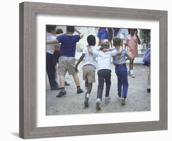 At the Desegregated Lusher School Three Boys Display Camaraderie Walking Through Playground-Bill Eppridge-Framed Photographic Print