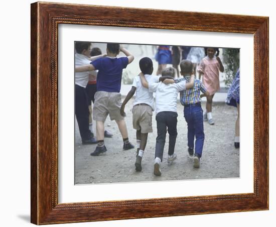 At the Desegregated Lusher School Three Boys Display Camaraderie Walking Through Playground-Bill Eppridge-Framed Photographic Print