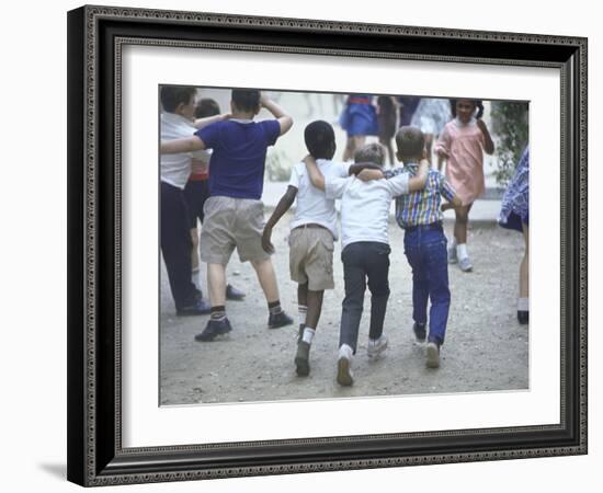 At the Desegregated Lusher School Three Boys Display Camaraderie Walking Through Playground-Bill Eppridge-Framed Photographic Print