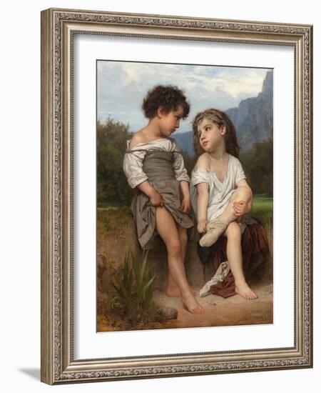 At the Edge of the Brook, 1879 (Oil on Canvas)-William-Adolphe Bouguereau-Framed Giclee Print