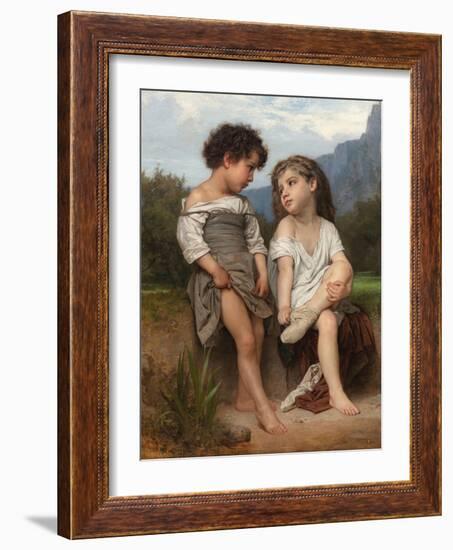 At the Edge of the Brook, 1879 (Oil on Canvas)-William-Adolphe Bouguereau-Framed Giclee Print