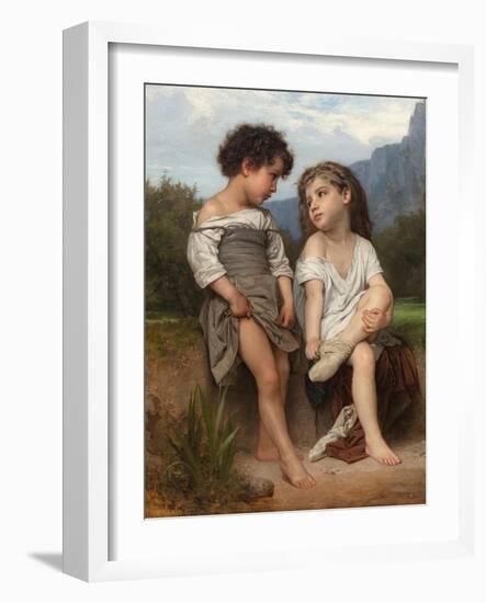 At the Edge of the Brook, 1879 (Oil on Canvas)-William-Adolphe Bouguereau-Framed Giclee Print