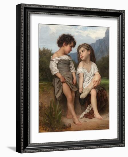 At the Edge of the Brook, 1879 (Oil on Canvas)-William-Adolphe Bouguereau-Framed Giclee Print