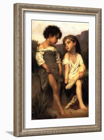 At the Edge of the Brook-William Adolphe Bouguereau-Framed Art Print