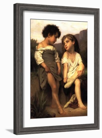 At the Edge of the Brook-William Adolphe Bouguereau-Framed Art Print