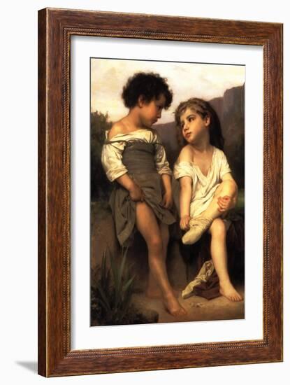 At the Edge of the Brook-William Adolphe Bouguereau-Framed Art Print