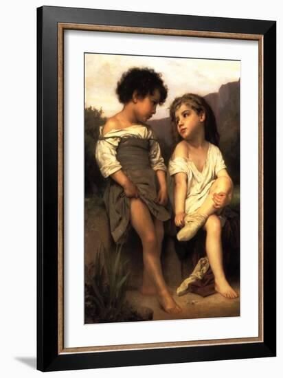 At the Edge of the Brook-William Adolphe Bouguereau-Framed Art Print