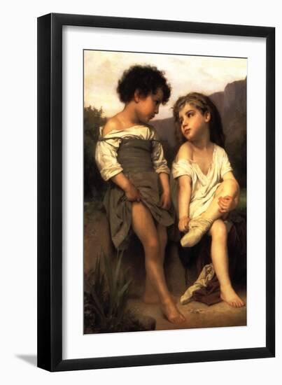 At the Edge of the Brook-William Adolphe Bouguereau-Framed Art Print