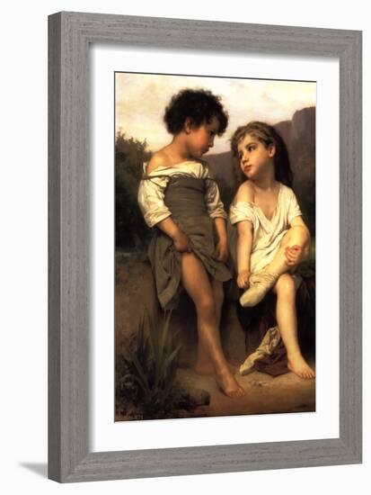 At the Edge of the Brook-William Adolphe Bouguereau-Framed Art Print