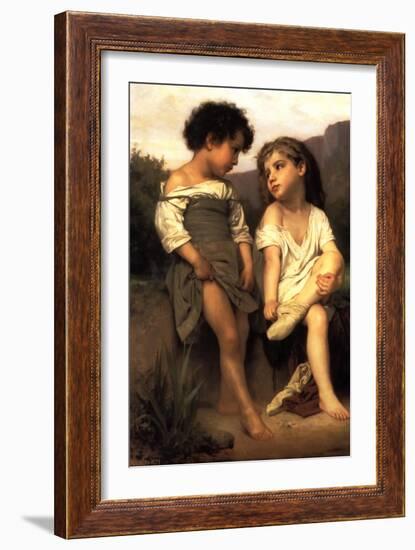 At the Edge of the Brook-William Adolphe Bouguereau-Framed Art Print