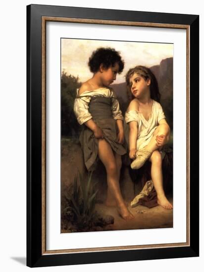 At the Edge of the Brook-William Adolphe Bouguereau-Framed Art Print