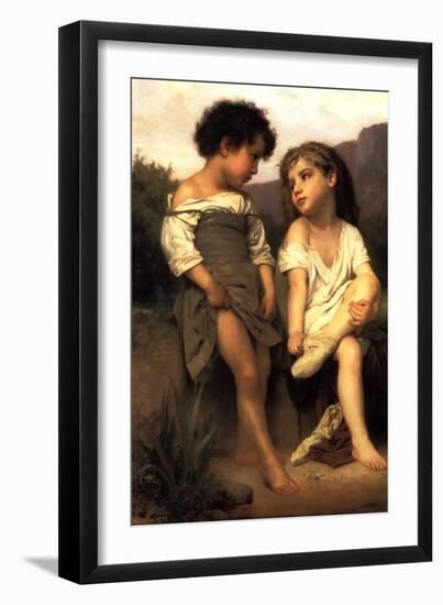 At the Edge of the Brook-William Adolphe Bouguereau-Framed Art Print