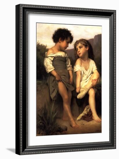 At the Edge of the Brook-William Adolphe Bouguereau-Framed Art Print