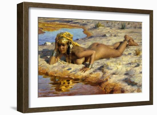 At the Edge of the Wadi (Stream)-Etienne Dinet-Framed Art Print