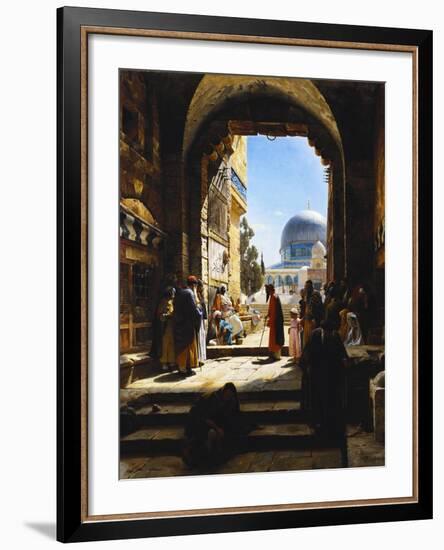At the Entrance to the Temple Mount, Jerusalem, 1886-Gustave Bauernfeind-Framed Giclee Print