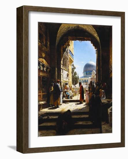 At the Entrance to the Temple Mount, Jerusalem, 1886-Gustave Bauernfeind-Framed Giclee Print