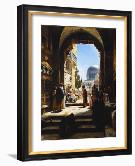 At the Entrance to the Temple Mount, Jerusalem, 1886-Gustave Bauernfeind-Framed Giclee Print