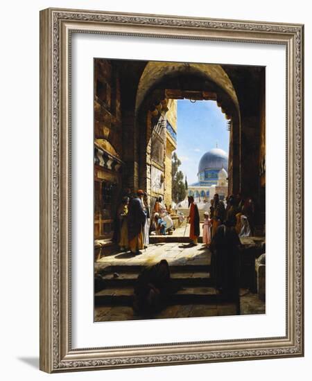 At the Entrance to the Temple Mount, Jerusalem-Gustav Bauernfeind-Framed Giclee Print