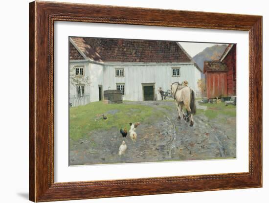 At the farm yard, 1890-Fritz Thaulow-Framed Giclee Print