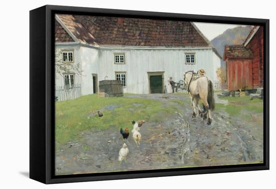 At the farm yard, 1890-Fritz Thaulow-Framed Premier Image Canvas