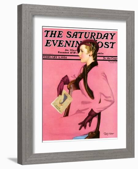 "At the Fashion Show," Saturday Evening Post Cover, February 3, 1934-Penrhyn Stanlaws-Framed Giclee Print