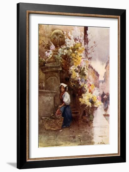 At the Foot of the Spanish Steps, Piazza Di Spagna, on a Wet Day-Alberto Pisa-Framed Giclee Print