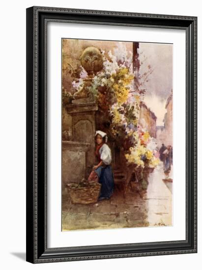 At the Foot of the Spanish Steps, Piazza Di Spagna, on a Wet Day-Alberto Pisa-Framed Giclee Print