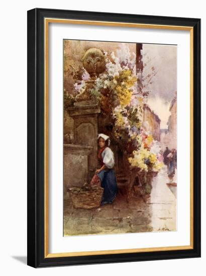 At the Foot of the Spanish Steps, Piazza Di Spagna, on a Wet Day-Alberto Pisa-Framed Giclee Print