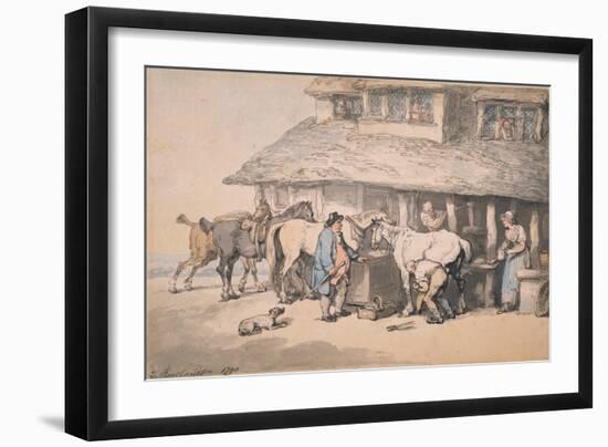 At the Forge, 1790 (Pen and W/C over Pencil on Paper)-Thomas Rowlandson-Framed Giclee Print