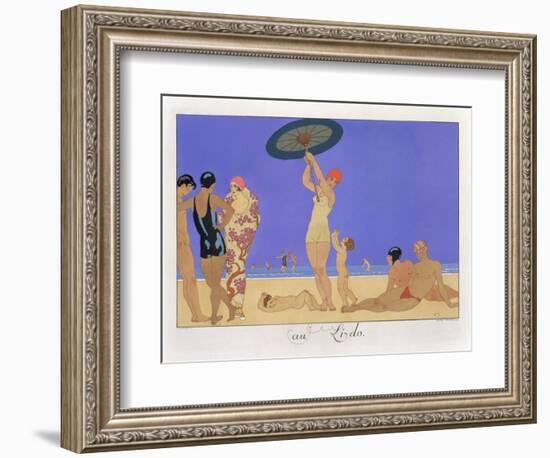 At the Lido, Engraved by Henri Reidel, 1920 (Litho)-Georges Barbier-Framed Premium Giclee Print