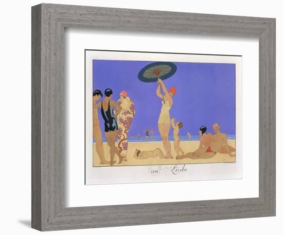 At the Lido, Engraved by Henri Reidel, 1920 (Litho)-Georges Barbier-Framed Premium Giclee Print