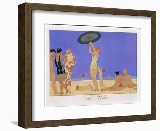 At the Lido, Engraved by Henri Reidel, 1920 (Litho)-Georges Barbier-Framed Premium Giclee Print