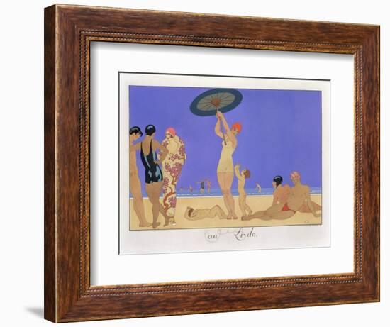 At the Lido, Engraved by Henri Reidel, 1920 (Litho)-Georges Barbier-Framed Premium Giclee Print