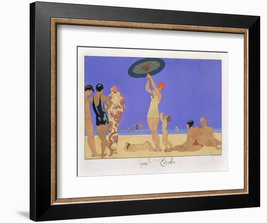 At the Lido, Engraved by Henri Reidel, 1920 (Litho)-Georges Barbier-Framed Premium Giclee Print