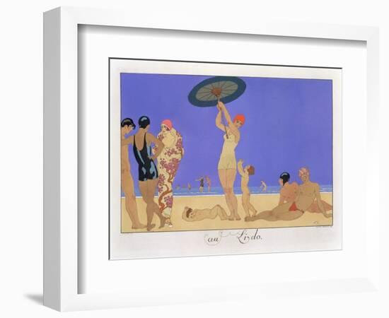 At the Lido, Engraved by Henri Reidel, 1920 (Litho)-Georges Barbier-Framed Premium Giclee Print