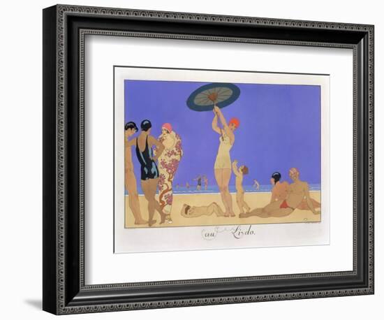 At the Lido, Engraved by Henri Reidel, 1920 (Litho)-Georges Barbier-Framed Premium Giclee Print