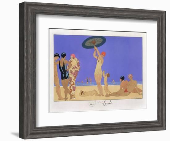 At the Lido, Engraved by Henri Reidel, 1920 (Litho)-Georges Barbier-Framed Giclee Print