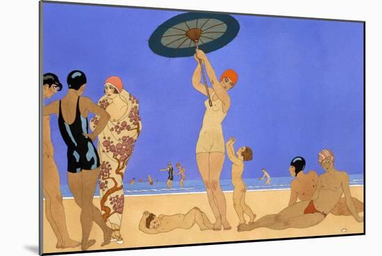 At the Lido-Georges Barbier-Mounted Giclee Print