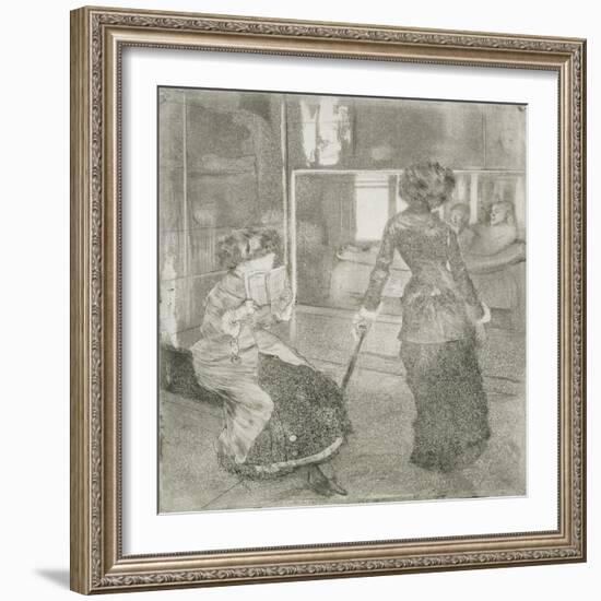 At the Louvre, Mary Cassatt (1845-1926) in the Etruscan Gallery-Edgar Degas-Framed Giclee Print