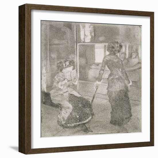 At the Louvre, Mary Cassatt (1845-1926) in the Etruscan Gallery-Edgar Degas-Framed Giclee Print