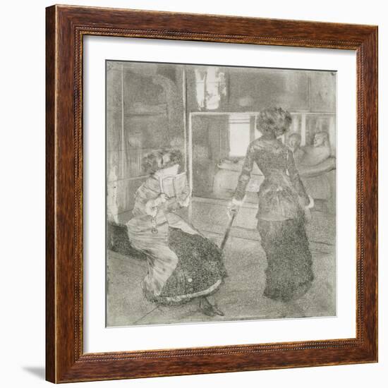 At the Louvre, Mary Cassatt (1845-1926) in the Etruscan Gallery-Edgar Degas-Framed Giclee Print