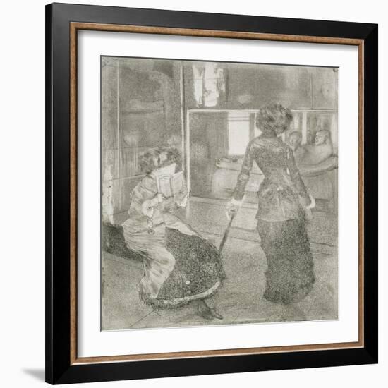 At the Louvre, Mary Cassatt (1845-1926) in the Etruscan Gallery-Edgar Degas-Framed Giclee Print