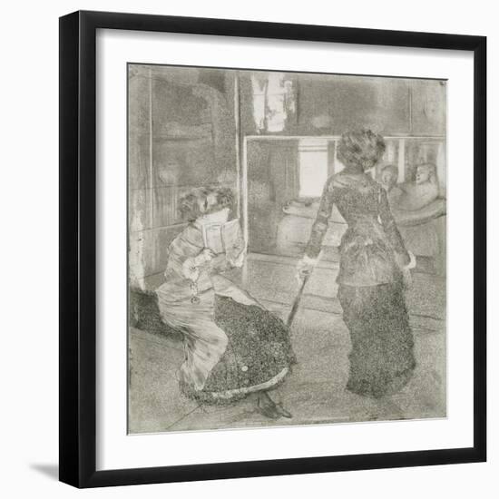 At the Louvre, Mary Cassatt (1845-1926) in the Etruscan Gallery-Edgar Degas-Framed Giclee Print