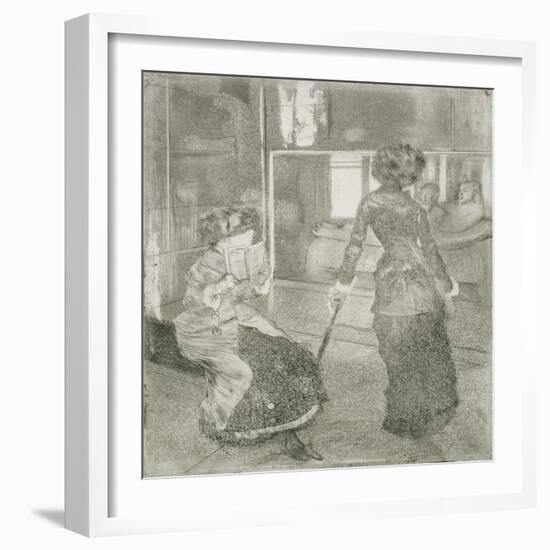 At the Louvre, Mary Cassatt (1845-1926) in the Etruscan Gallery-Edgar Degas-Framed Giclee Print