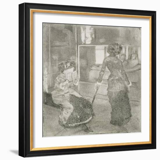 At the Louvre, Mary Cassatt (1845-1926) in the Etruscan Gallery-Edgar Degas-Framed Giclee Print