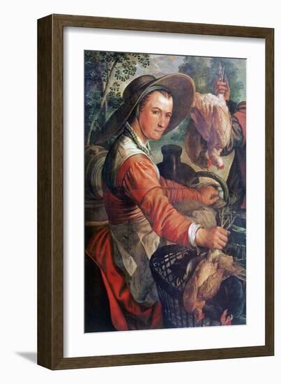 At the Market, (Detail), C1550-1537-Joachim Beuckelaer-Framed Giclee Print