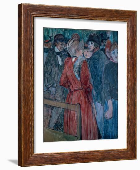 At the Moulin de la Galette, 1891 watercolor and gouache-Henri de Toulouse-Lautrec-Framed Giclee Print