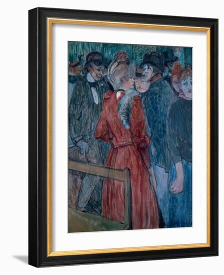 At the Moulin de la Galette, 1891 watercolor and gouache-Henri de Toulouse-Lautrec-Framed Giclee Print